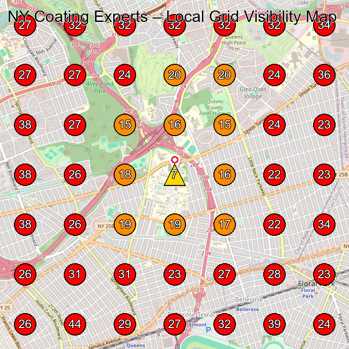 NY Coating Experts GeoGrid visibility map for Flooring Contractor in Elmont